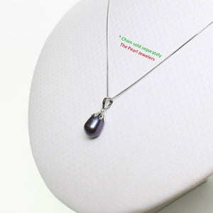Black Pearl Pendant – 14k White Gold Claw Bail with Chain Options