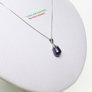 Black Pearl Pendant – 14k White Gold Claw Bail with Chain Options