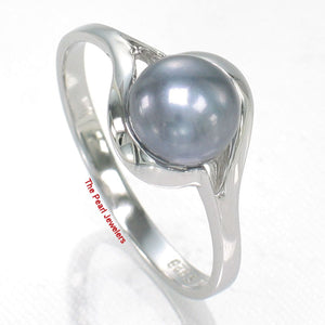 Solid Sterling Silver .925 Black Cultured Pearl Solitaire Ring