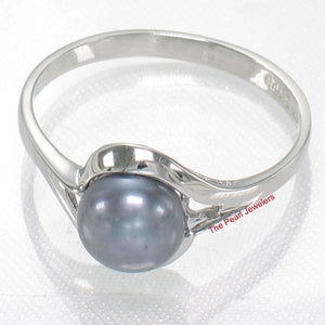 Solid Sterling Silver .925 Black Cultured Pearl Solitaire Ring