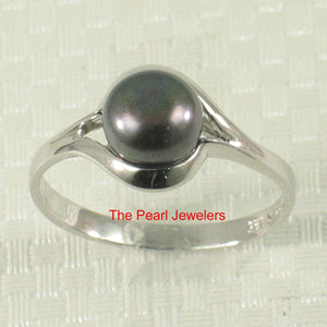 Solid Sterling Silver .925 Black Cultured Pearl Solitaire Ring