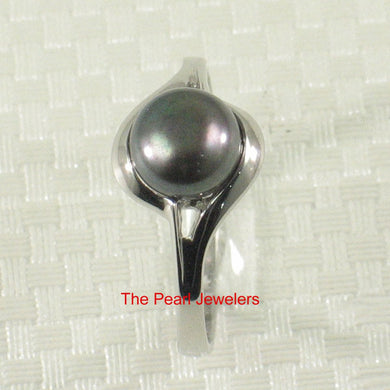 Solid Sterling Silver .925 Black Cultured Pearl Solitaire Ring