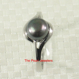 Solid Sterling Silver .925 Black Cultured Pearl Solitaire Ring