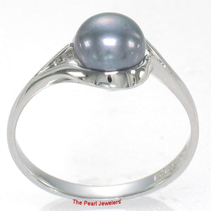 Solid Sterling Silver .925 Black Cultured Pearl Solitaire Ring