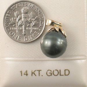 Black Tahitian Pearl & Diamond Star-Bale in 14k Yellow Gold