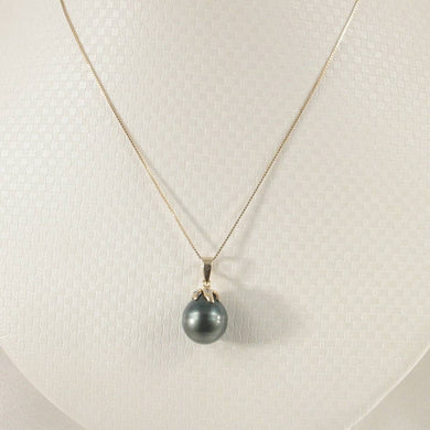 Black Tahitian Pearl & Diamond Star-Bale in 14k Yellow Gold