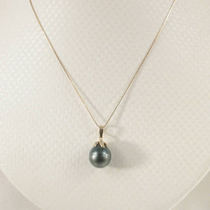 Black Tahitian Pearl & Diamond Star-Bale in 14k Yellow Gold