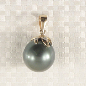 Black Tahitian Pearl & Diamond Star-Bale Pendant 14K