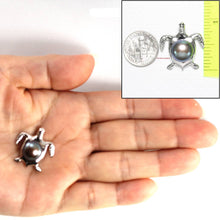 Load image into Gallery viewer, Black Pearl Turtle Pendant – 14k White Gold (Hawaiian Honu)