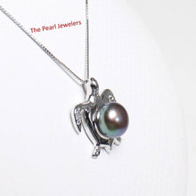 Load image into Gallery viewer, Black Pearl Turtle Pendant – 14k White Gold (Hawaiian Honu)