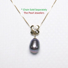 Load image into Gallery viewer, Black Pearl X Bail Pendant – 14k Yellow Gold + Diamonds