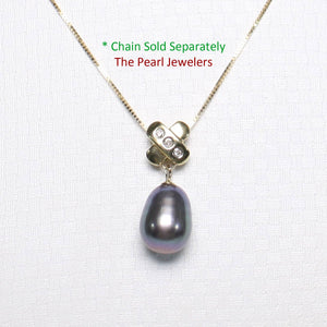 Black Pearl X Bail Pendant – 14k Yellow Gold + Diamonds