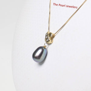 Black Pearl X Bail Pendant – 14k Yellow Gold + Diamonds