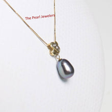 Load image into Gallery viewer, Black Pearl X Bail Pendant – 14k Yellow Gold + Diamonds