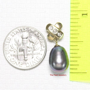 Black Pearl X Bail Pendant – 14k Yellow Gold + Diamonds