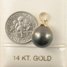 Load image into Gallery viewer, 14k Yellow Gold Star-Bale &amp; Diamond Black Tahitian Pearl Pendant
