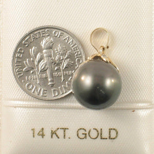 14k Yellow Gold Star-Bale & Diamond Black Tahitian Pearl Pendant