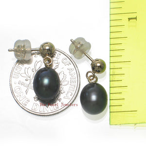 Raindrop  White Pearl Stud Dangle Earrings – 14k Yellow Gold Posts