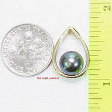 Load image into Gallery viewer, Black Pearl Raindrop Pendant with Diamond – 14k Yellow Gold