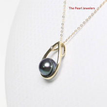 Load image into Gallery viewer, Black Pearl Raindrop Pendant with Diamond – 14k Yellow Gold