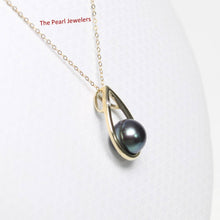 Load image into Gallery viewer, Black Pearl Raindrop Pendant with Diamond – 14k Yellow Gold