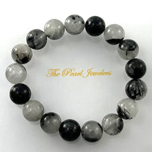 Load image into Gallery viewer, 10mm Black Rutilated Quartz Gemstone Beads Stretch Bracelet