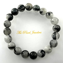 Load image into Gallery viewer, 10mm Black Rutilated Quartz Gemstone Beads Stretch Bracelet
