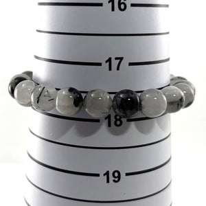 10mm Black Rutilated Quartz Gemstone Beads Stretch Bracelet