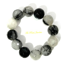 Load image into Gallery viewer, 16mm Black Rutilated Quartz Gemstone Stretch Bracelet