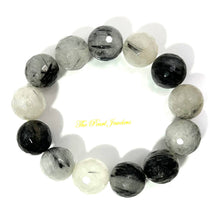 Load image into Gallery viewer, 16mm Black Rutilated Quartz Gemstone Stretch Bracelet