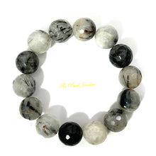 Load image into Gallery viewer, 16mm Black Rutilated Quartz Gemstone Stretch Bracelet