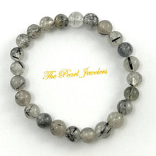 Load image into Gallery viewer, 7.5mm Black Rutilated Quartz Stretch Bracelet
