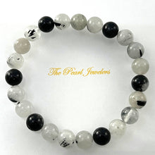 Load image into Gallery viewer, 8mm Black Rutilated Quartz Gemstone Beads Stretch Bracelet