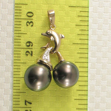 Load image into Gallery viewer, Black Tahitian Dolphin Pearl Pendant 14k