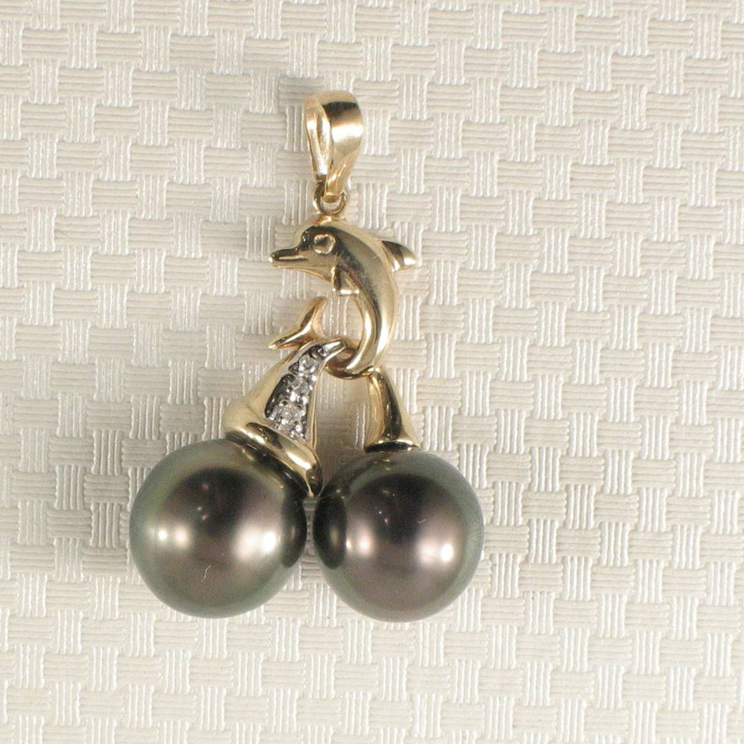 Black Tahitian Dolphin Pearl Pendant 14k