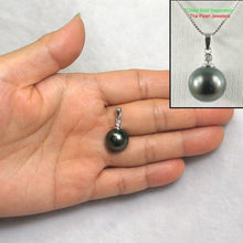 Load image into Gallery viewer, Black Tahitian Pearl &amp; 14k White Gold Diamond Accent Pendant