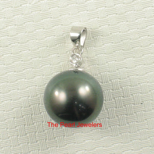 Black Tahitian Pearl & 14k White Gold Diamond Accent Pendant
