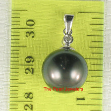 Load image into Gallery viewer, Black Tahitian Pearl &amp; 14k White Gold Diamond Accent Pendant