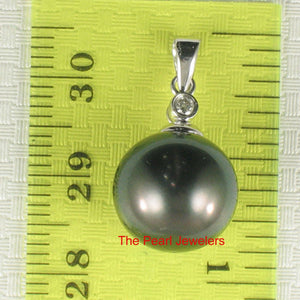Black Tahitian Pearl & 14k White Gold Diamond Accent Pendant