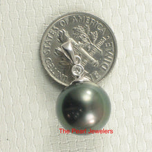 Load image into Gallery viewer, Black Tahitian Pearl &amp; 14k White Gold Diamond Accent Pendant