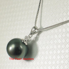 Load image into Gallery viewer, Black Tahitian Pearl &amp; 14k White Gold Diamond Accent Pendant