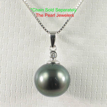 Load image into Gallery viewer, Black Tahitian Pearl &amp; 14k White Gold Diamond Accent Pendant