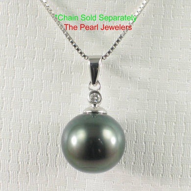 Black Tahitian Pearl & 14k White Gold Diamond Accent Pendant