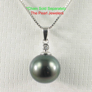 Black Tahitian Pearl & 14k White Gold Diamond Accent Pendant