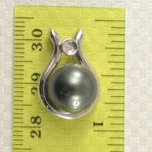 Load image into Gallery viewer, Genuine Black Tahitian Pearl &amp; Diamond Pendant in White Gold