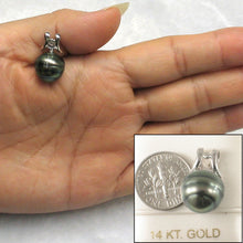 Load image into Gallery viewer, 14k White Gold Angel-Wing &amp; Diamond Black Tahitian Pearl Pendant