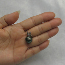 Load image into Gallery viewer, 14k White Gold Angel-Wing &amp; Diamond Black Tahitian Pearl Pendant