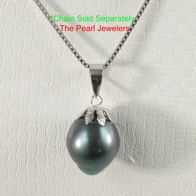 Black Tahitian Pearl Cap Pendant with Chain Options 14k