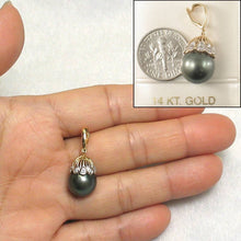 Load image into Gallery viewer, Vintage Baroque Black Tahitian Pearl &amp; 14k Yellow Gold Enhance-Cap Pendant