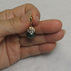 Vintage Baroque Black Tahitian Pearl & 14k Yellow Gold Enhance-Cap Pendant